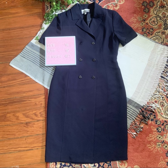 Vintage 90’s Double Breasted Short Sleeve Suit Dress - Picture 1 of 10